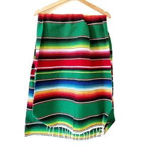 Multicolored Striped Mexican Blanket Decor Lightweight